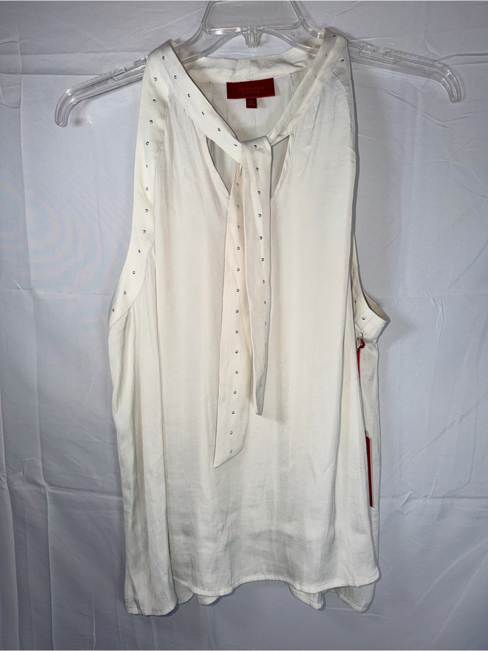 Jennifer Lopez Halter Top Tie-Neck Blouse with Stud Detail